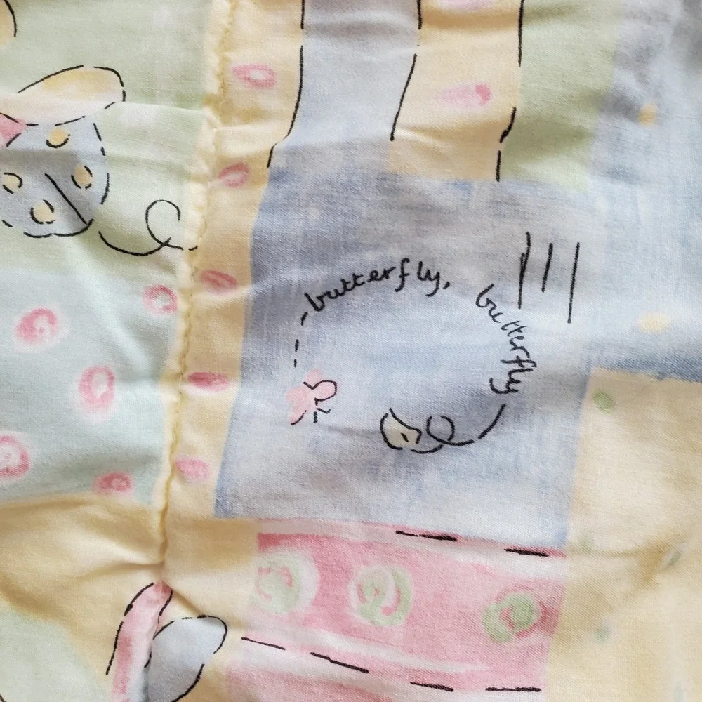 Vintage Lambs And Ivy Patchwork Quilt Butterfly Ladybug Dragonfly Pastel Baby‎